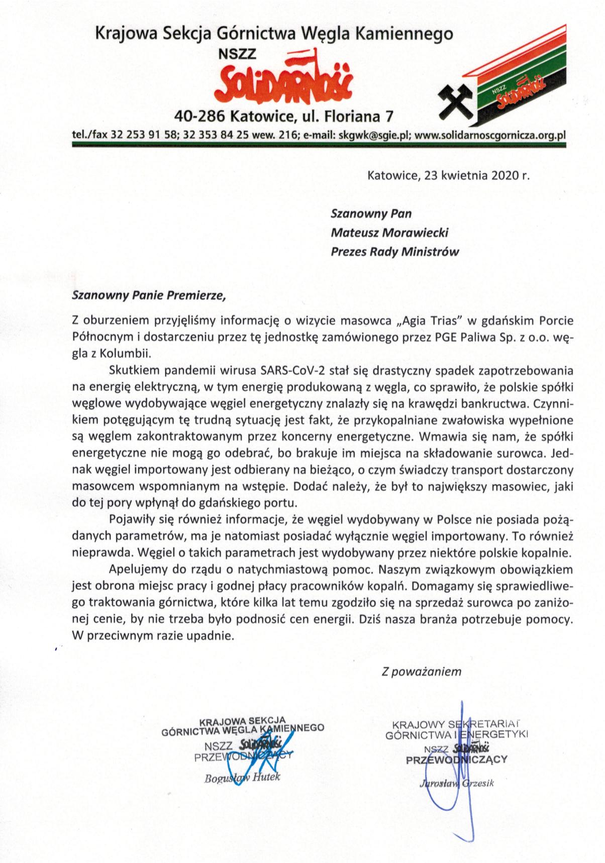 Pismo do Prezesa Rady Ministrów page 001